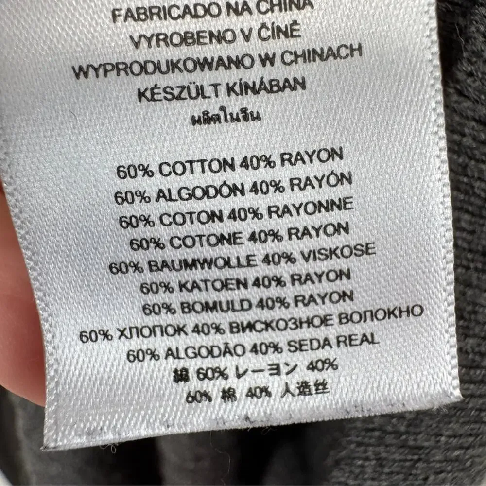 Michael Kors Charcoal Button-Sleeve Detail Lightweight Sweater Sz L